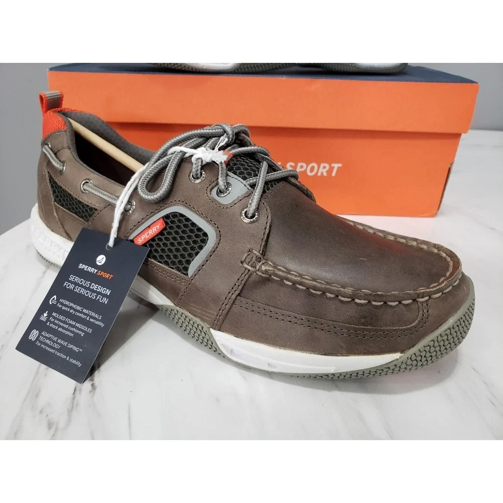 NEW SIZE 11 Sperry Top Sider Sea Kite Sport Moc Boat Shoe Gray Leather Slip On